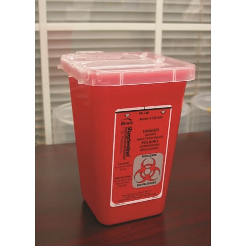 Impact® Sharps Disposal Container, 1 Quart, Translucent Red